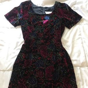 VINTAGE GOLD VELVET 80s MINI DRESS SMALL